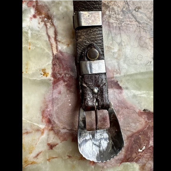 VINTAGE 1990s ANDERSON PARKETT NAVAJO RANGER SET STERLING SILVER BELT BUCKLE - Picture 4 of 8